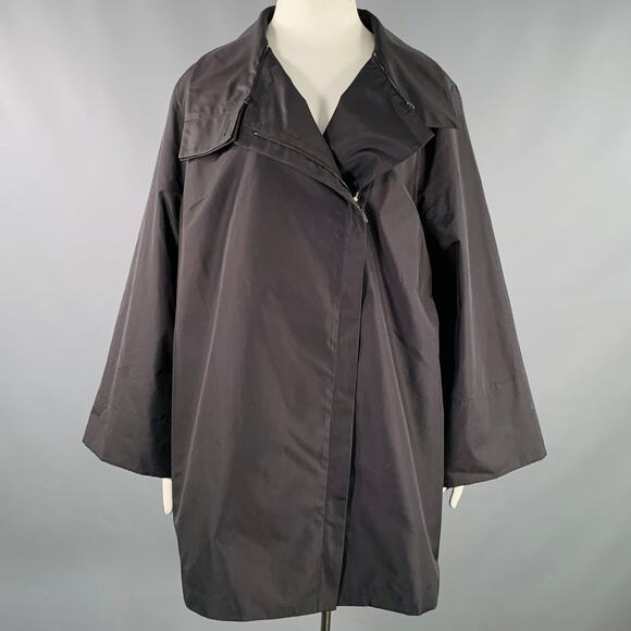 AKRIS Size 12 Black Silk Zip Up Coat - Picture 1 of 8